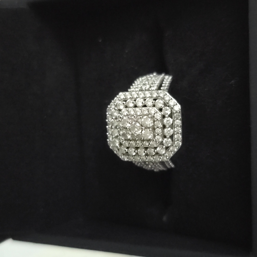 1.75 CT. T.W. Composite Diamond Triple Octagonal Frame Multi-Row Engagement Ring